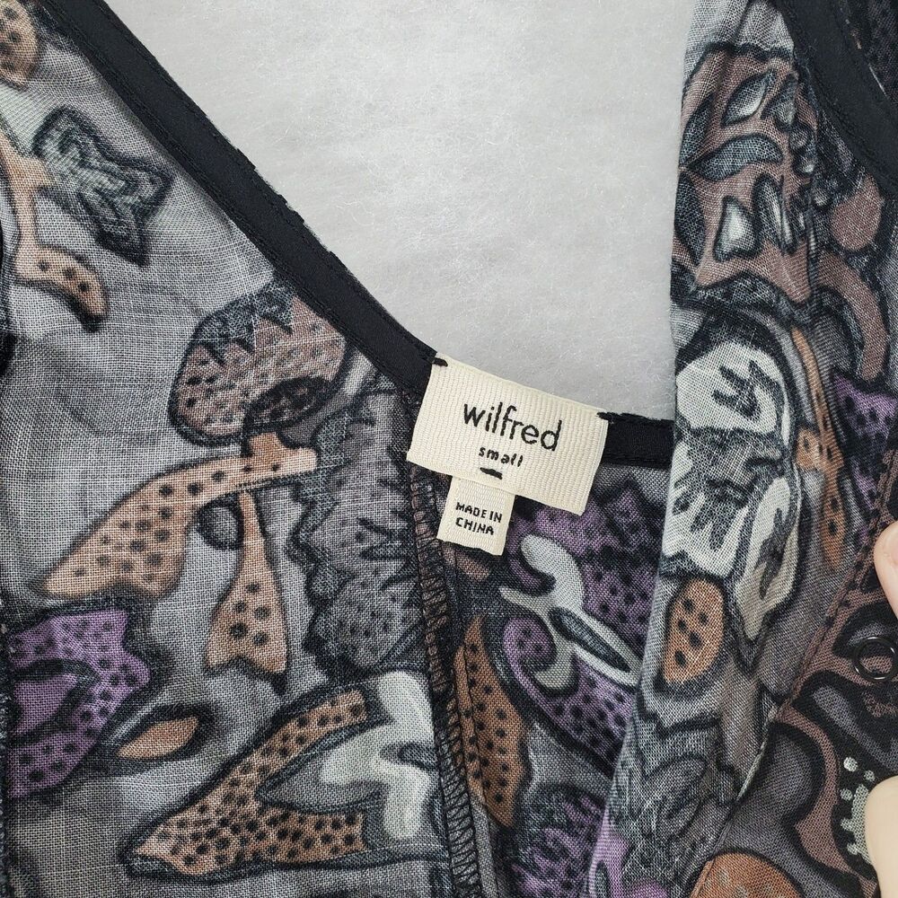 S Wilfred Aritzia Maxi Midi Dress Tank Sleeveless Rayon Floral Grey Black Purple - Picture 12 of 12